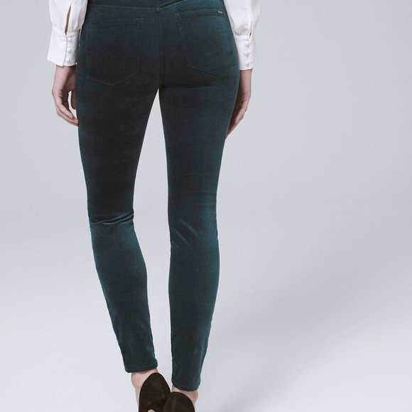WHBM High-Rise Velvet Skinny Ankle Jeans - teal - size 6 - Picture 2 of 7